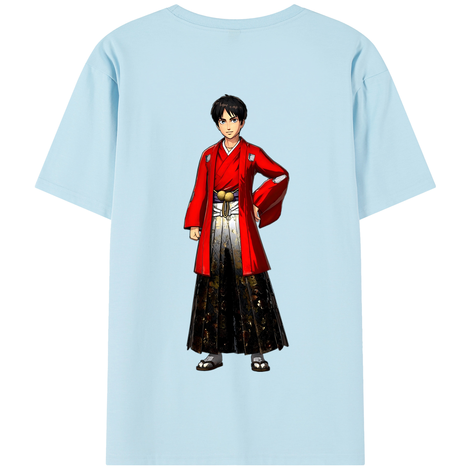 （画像用） 進撃の巨人 エレン･イェーガー Attack on Titan Eren Jäger 綿100％半袖Tシャツ（背面プリント）